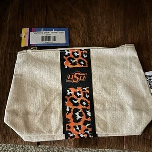 Oklahoma State Canvas Pouch with Leopard Print